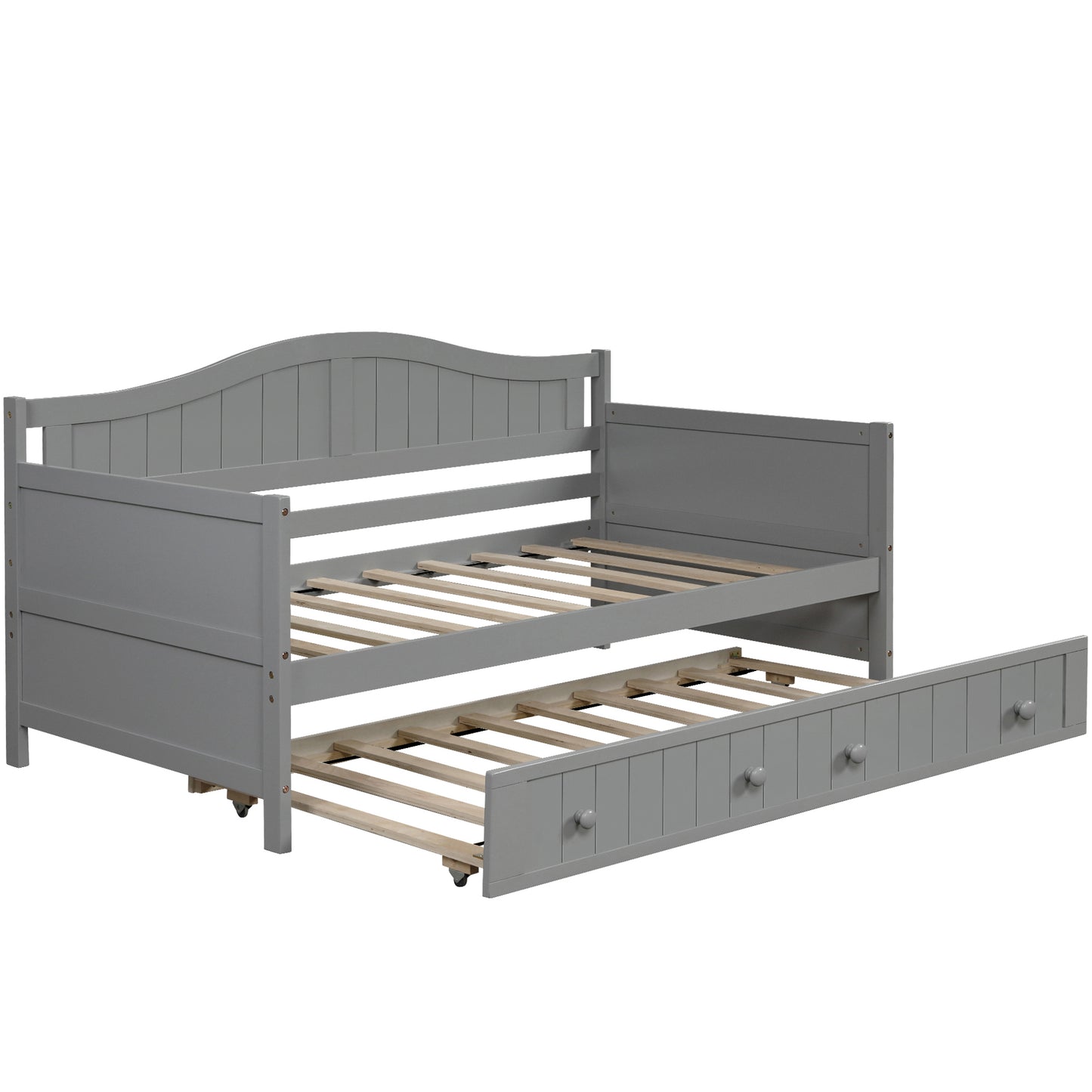 Twin Wooden Daybed with Trundle Bed, Sofa Bed for Bedroom Living Room,Gray(OLD SKU:WF192861AAE) image 6