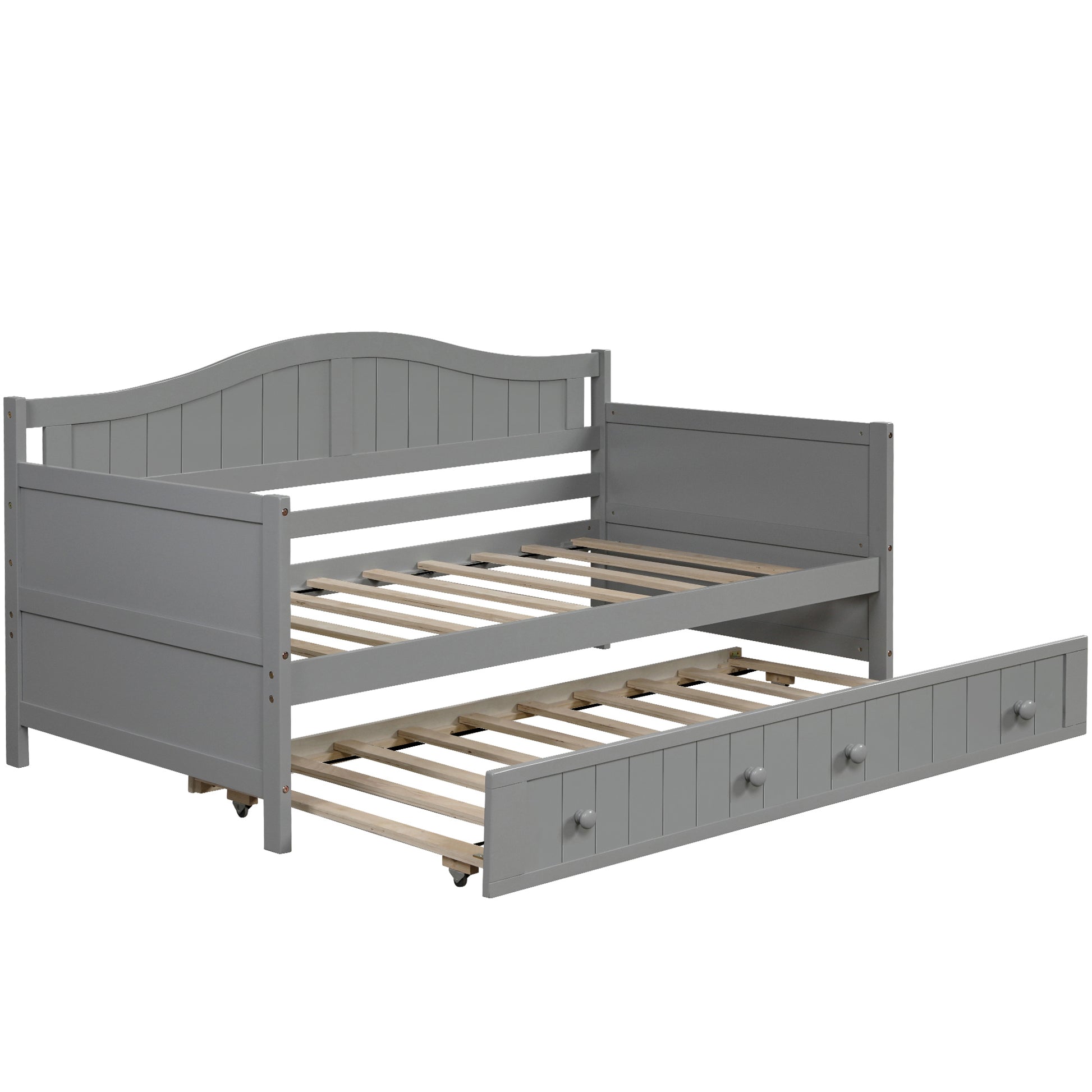 Twin Wooden Daybed with Trundle Bed, Sofa Bed for Bedroom Living Room,Gray(OLD SKU:WF192861AAE) image 6