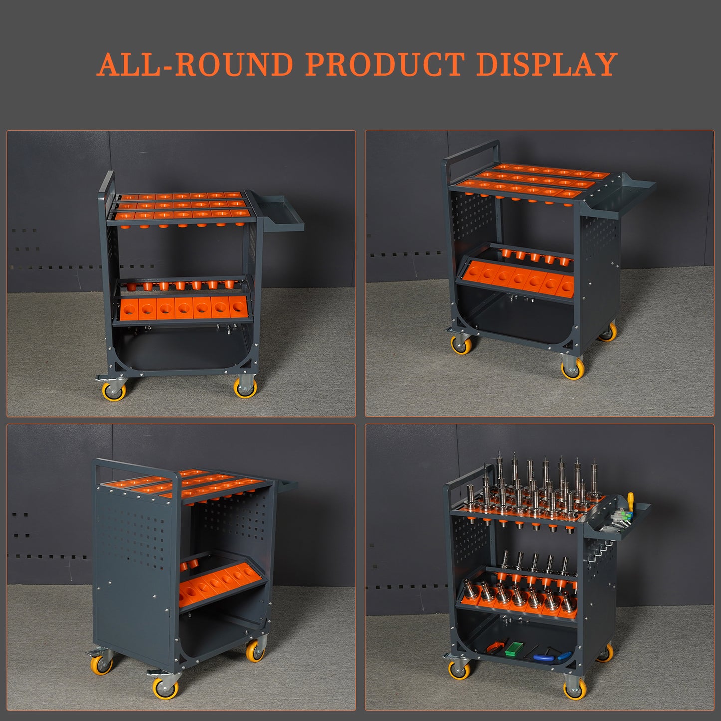 grey Tool Cart CNC Tool Cart CAT40 tool trolley BT40 cnc tool holder cart CNC machine tool service cart (CAT40 35 Capacity) image 6