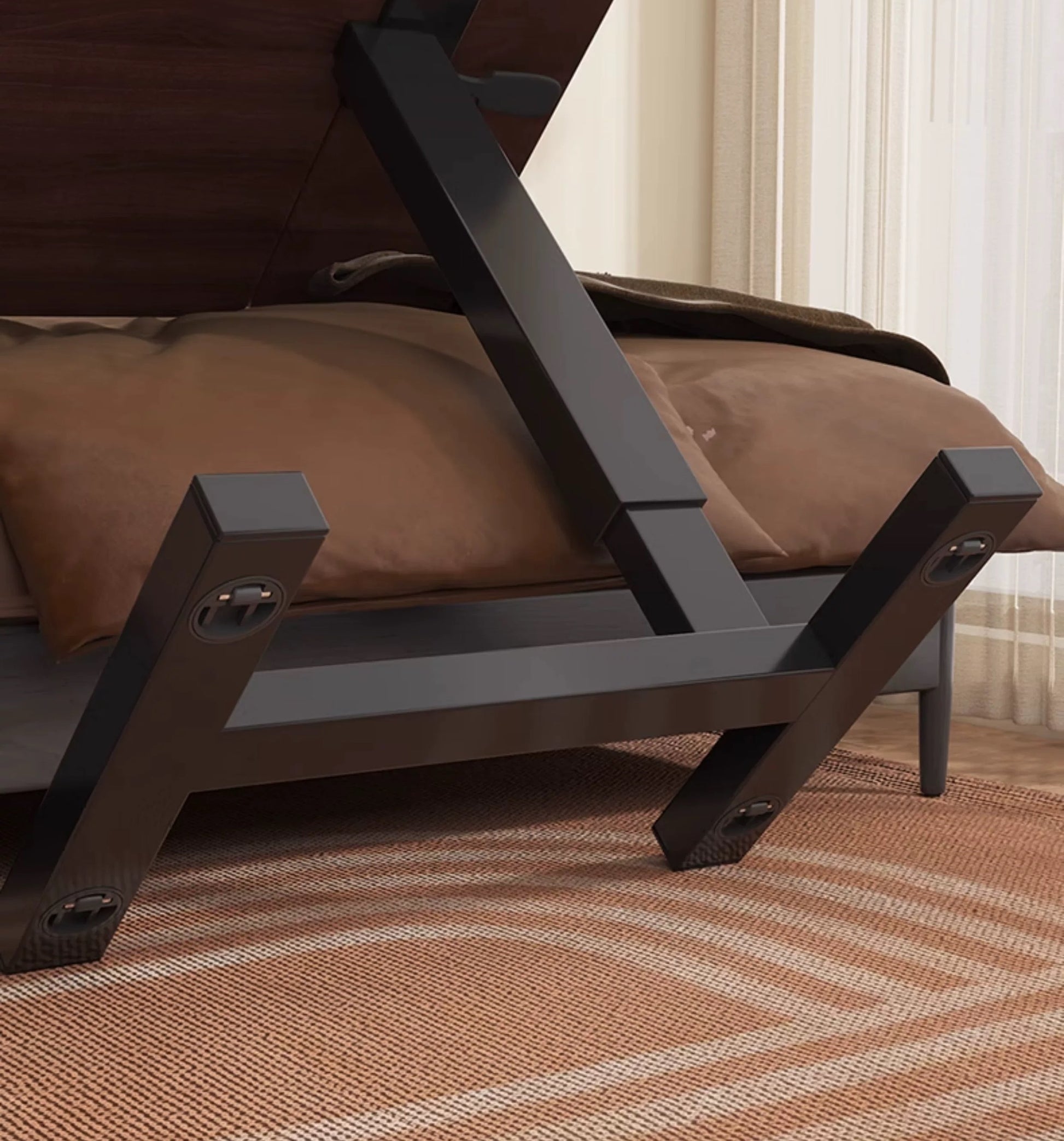 Bedside Table,Folding Overbed Bedside Desk Mobile Rolling Laptop Stand Tilting Overbed Table with Wheels Height Adjustable Tray Table for Laptop Bed Sofa Side Table (WALNUT) image 9