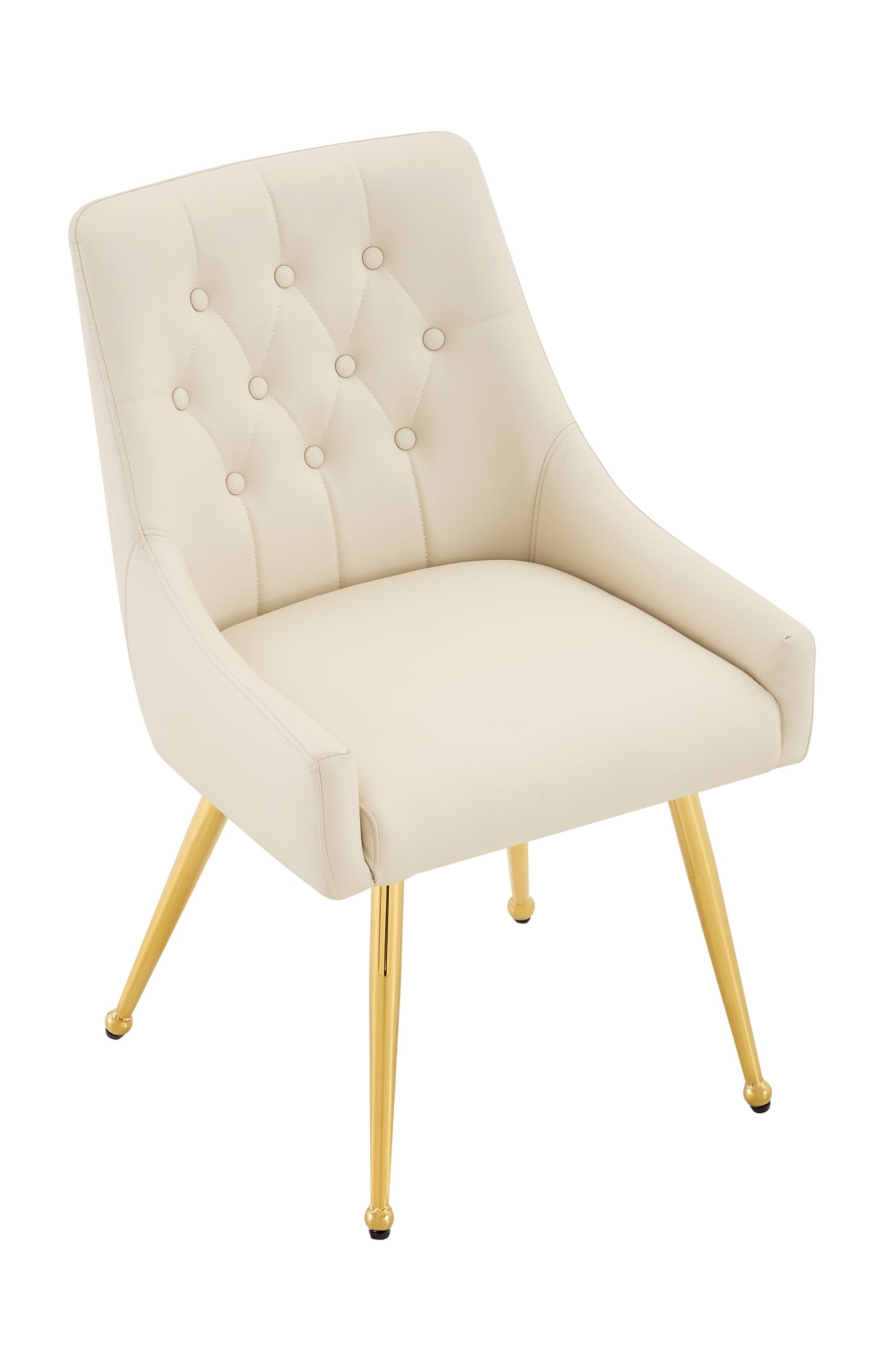 Leather Upholstered Modern Dining Chair with Diamond Tufted Button Back - Dining Room Negotiation Room Cafe Office Accent Chair (Off White, Set of 2) image 11