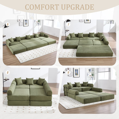 UNITED WE WIN convertible folding sofa bed, with fixed frame and pillow back handrail, cloud corduroy folding mattress sofa, folding memory foam bed in living room/dormitory/guest room/home office/apt image 5