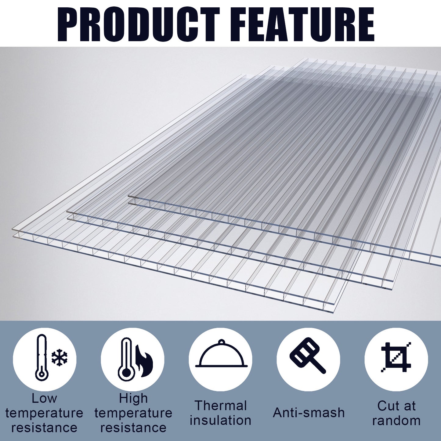 4x2 FT Polycarbonate Twin Wall Sheets, Shatterproof UV Blocking Greenhouse Cover Panels, Lightweight Insulated Roof Panels for Outdoor Garden, Patio and Balcony Use image 10