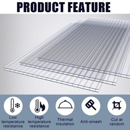 4x2 FT Polycarbonate Twin Wall Sheets, Shatterproof UV Blocking Greenhouse Cover Panels, Lightweight Insulated Roof Panels for Outdoor Garden, Patio and Balcony Use image 10
