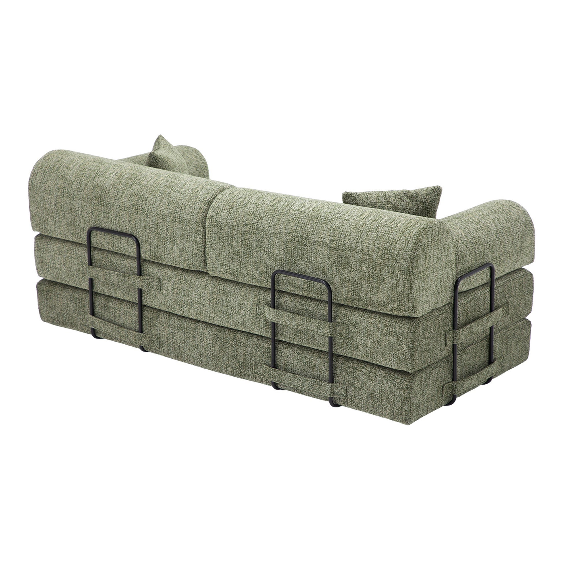 Convertible Sleeper Sofa Bed,two-tone blended fabric Folding Mattress Couch with Fixed-Shape Frame, Floor Sofa Lounge Couch for Living Room Bedroom(Moss Green) image 5