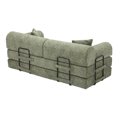 Convertible Sleeper Sofa Bed,two-tone blended fabric Folding Mattress Couch with Fixed-Shape Frame, Floor Sofa Lounge Couch for Living Room Bedroom(Moss Green) image 5