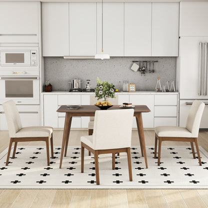 5-Piece Dining Table Set with One Solid Wood Frame Table and 4 Upholstered Chairs for Dining Room, Walnut+Light beige (same sku: N759S924557K / N759S004001K) image 11