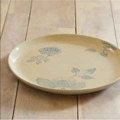 Off-White Round Ceramic Printed Dinner Plate – Elegant Dining Plate for Every Meal-9.8" Dia