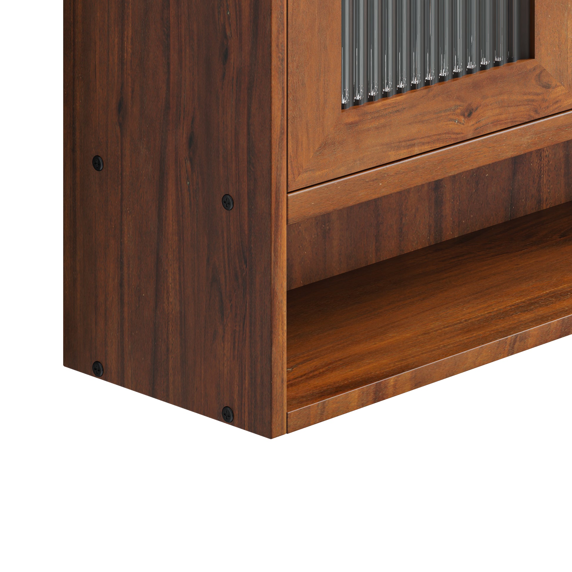 35.4"Retro 2 Door Sliding Cabinet Three Layers of Storage Space,Suitable for Bathrooms,Kitchens,Dining Rooms,Brown image 9