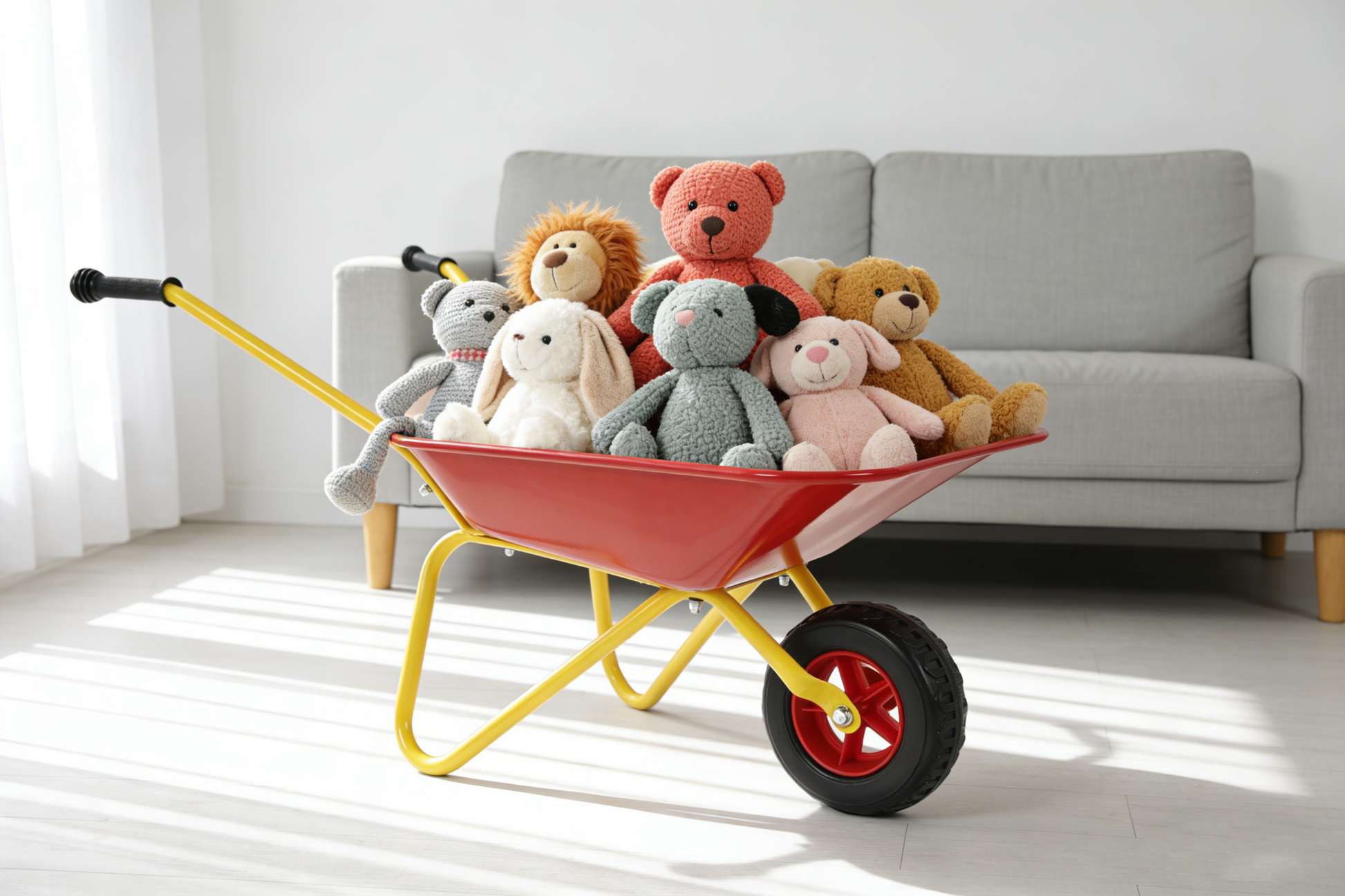 Children's metal wheelbarrow, Maximum load capacity: 33LBS,children's heavy wheelbarrow, metal structure wheelbarrow, steel tray, can be used in gardens, loading leaves, soil, sand, etc. (red) image 6