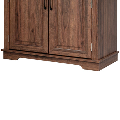 K&K 71" Tall Kitchen Pantry Cabinet with 3 Pull Out Cabinet Organizers, Farmhouse Embossed Texture Storage Cabinet with 6 Door Shelves, 2 Drawers, Freestanding Cupboard for Kitchen, Dining Room Brown image 5