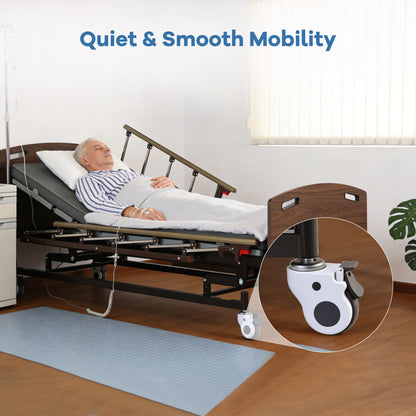 Full Electric advanced 3-function bed for home care & hospital ICU comes with a high-density air fiber mattress, remote control, IV pole and lockable silent casters- 83" x 42.5"-FDA image 4