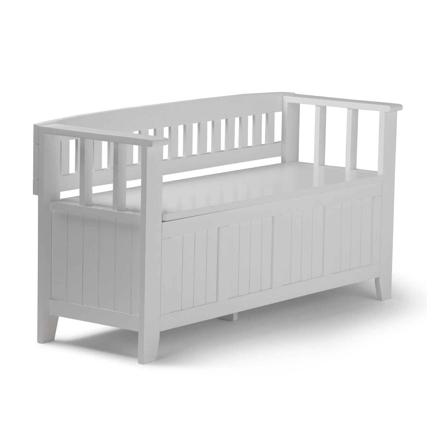 Acadian 48 inch Wide Solid Wood Entryway Storage Bench in White image 1