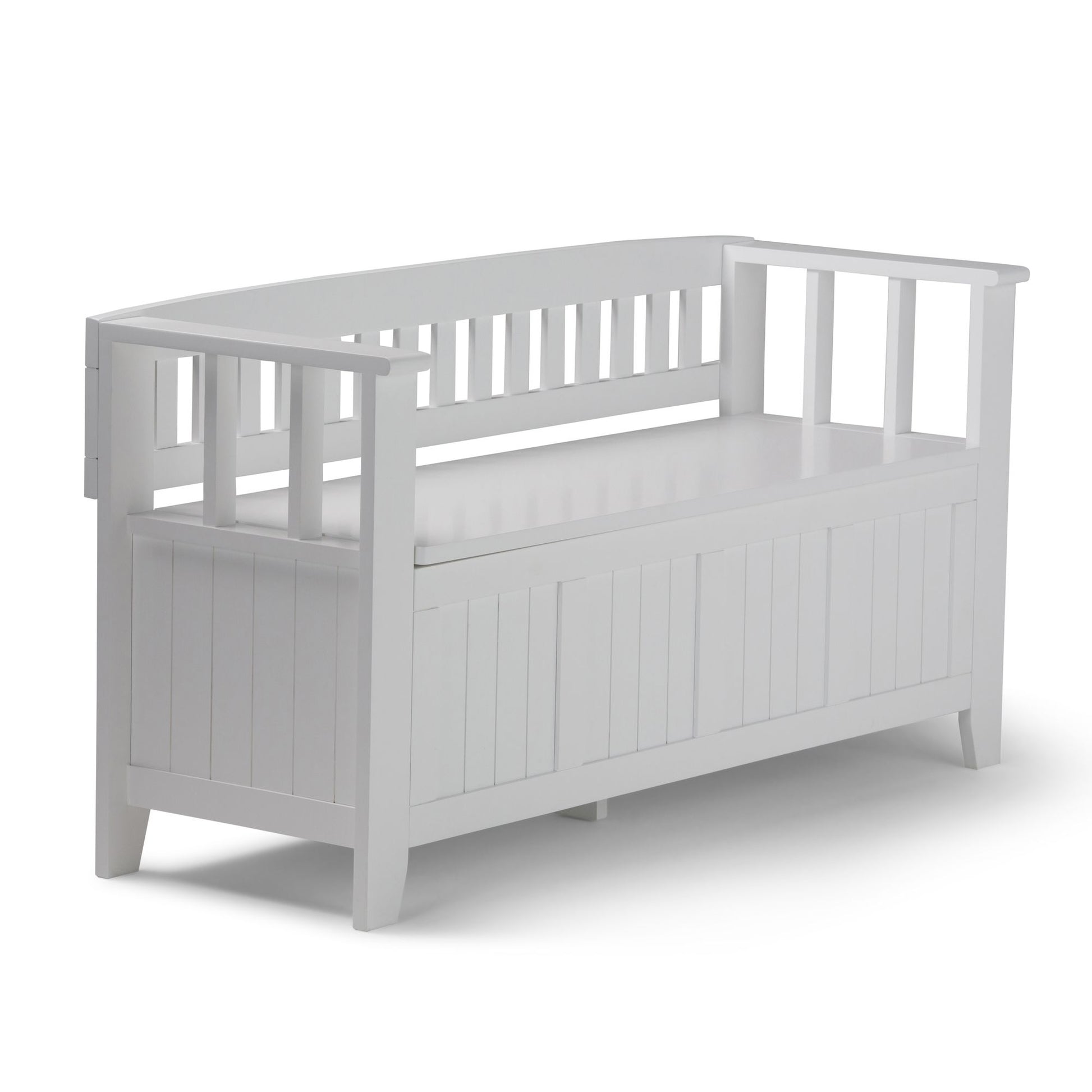 Acadian 48 inch Wide Solid Wood Entryway Storage Bench in White image 1