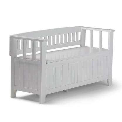 Acadian 48 inch Wide Solid Wood Entryway Storage Bench in White image 1