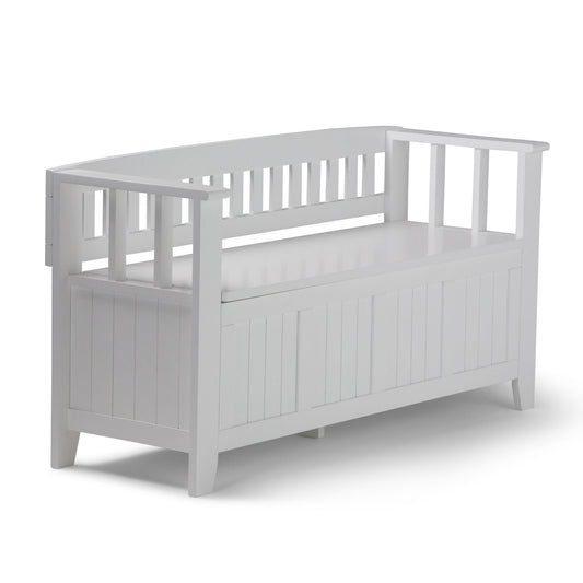 Acadian 48 inch Wide Solid Wood Entryway Storage Bench in White image 1