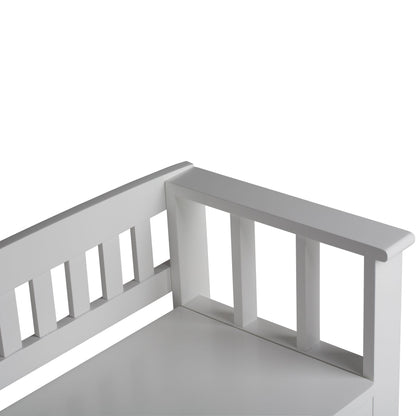 Acadian 48 inch Wide Solid Wood Entryway Storage Bench in White image 4
