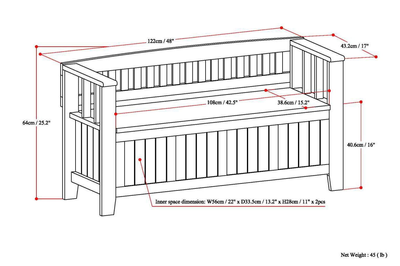 Acadian 48 inch Wide Solid Wood Entryway Storage Bench in White image 7