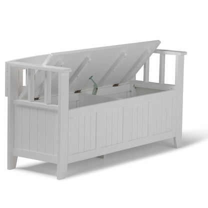 Acadian 48 inch Wide Solid Wood Entryway Storage Bench in White image 6