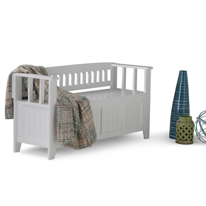 Acadian 48 inch Wide Solid Wood Entryway Storage Bench in White image 8