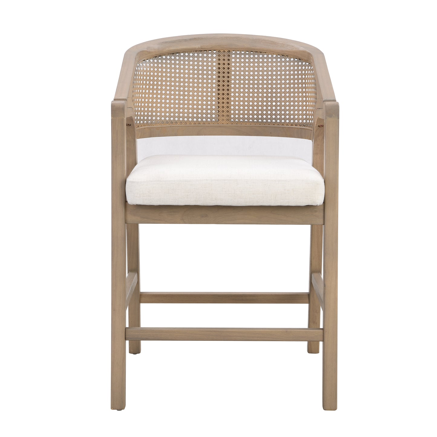 Wooden Frame Counter stool with rattan back-Light Ash-set of 2 image 2