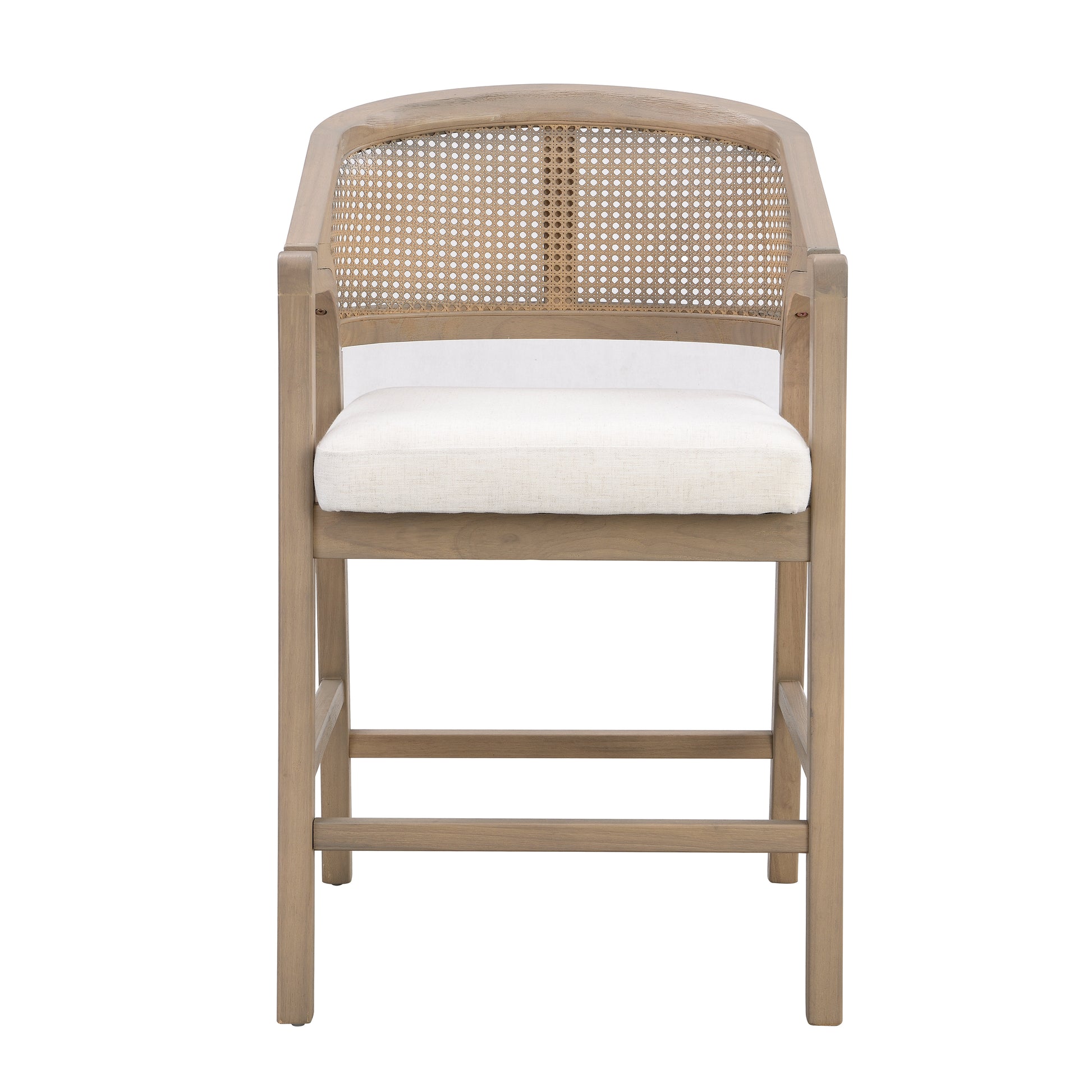 Wooden Frame Counter stool with rattan back-Light Ash-set of 2 image 2