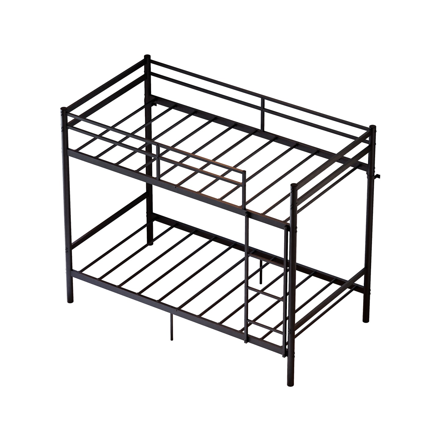 Bunk Bed with Ladder and high Guardrail, Metal Bunk Bed, Storage Space, Noise Free,Twin Over Twin Size,Black image 8