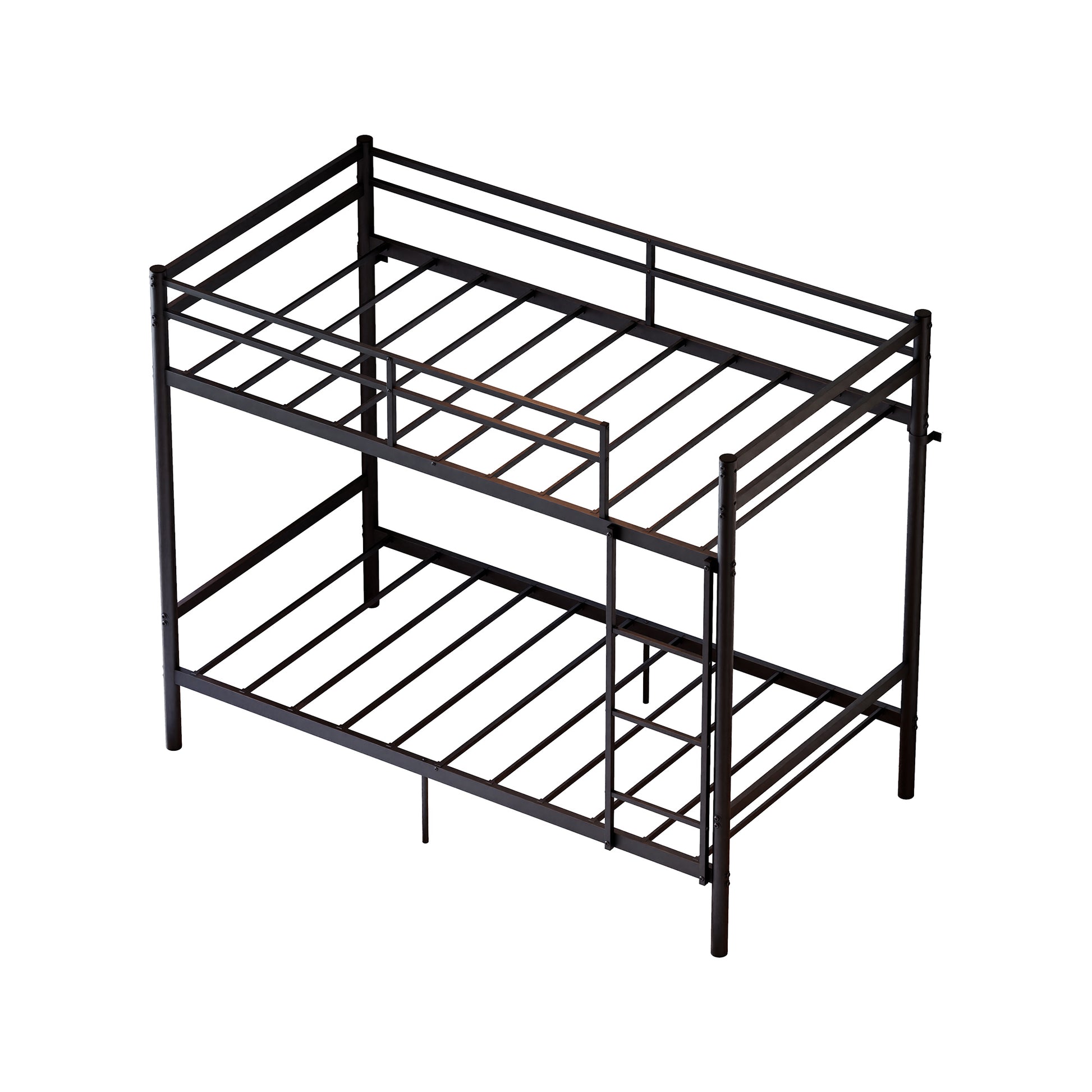 Bunk Bed with Ladder and high Guardrail, Metal Bunk Bed, Storage Space, Noise Free,Twin Over Twin Size,Black image 8