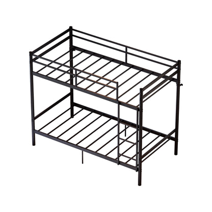 Bunk Bed with Ladder and high Guardrail, Metal Bunk Bed, Storage Space, Noise Free,Twin Over Twin Size,Black image 8