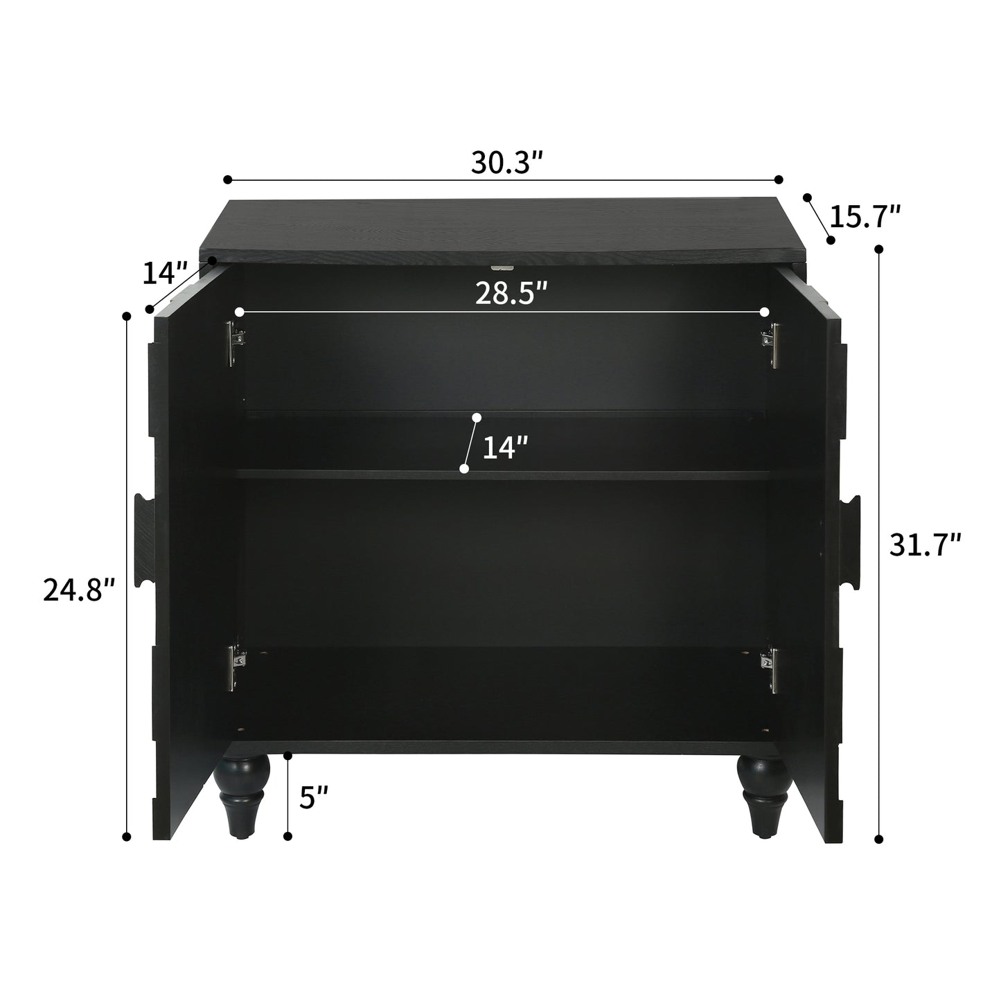 30.31" Sideboard With With Honeycomb Pattern, Modern Accent Cabinet image 7