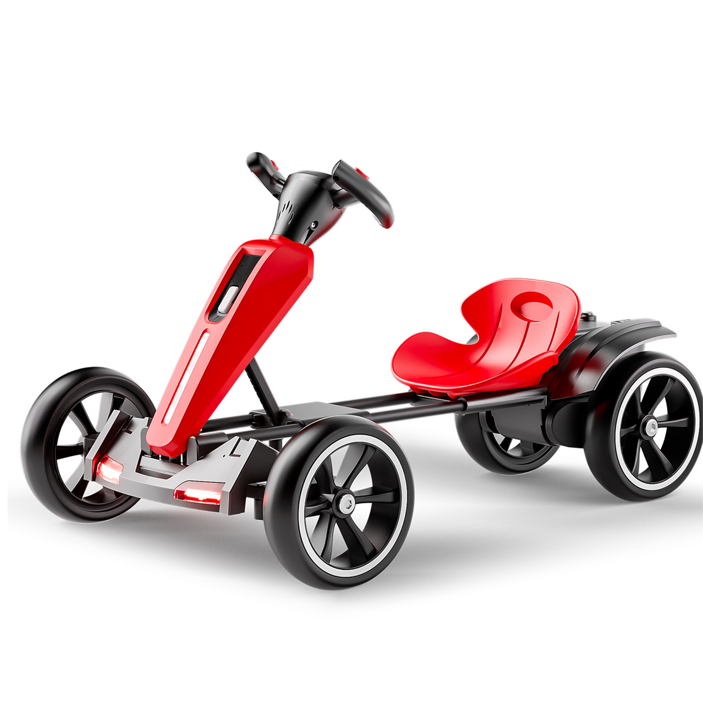 12V electric Kids Pedal Go Kart, Folder Go Kart, Outdoor Ride on Toy with Adjustable Seat, 4 Non-Slip EVA Wheels for Boys and Girls Aged 3-6 Years Old, Red image 7