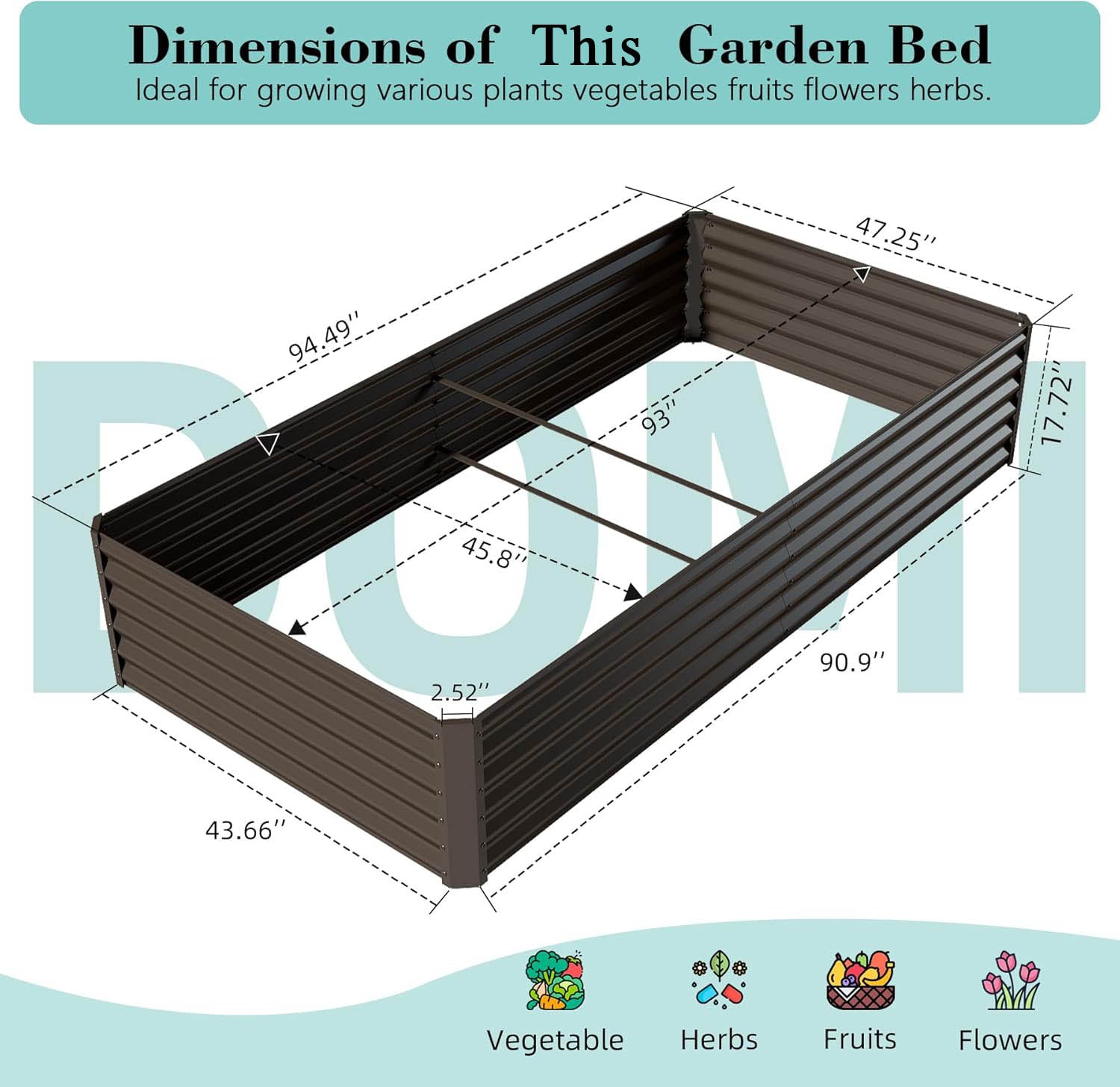 8x4x1.5 ft Galvanized Raised Garden Bed, Outdoor Planter Garden Boxes Large Metal Planter Box for Gardening Vegetables Fruits Flowers,Brown image 4