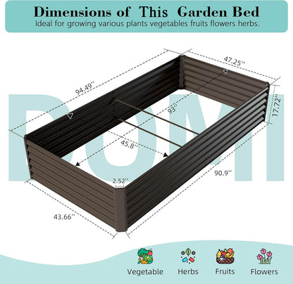 8x4x1.5 ft Galvanized Raised Garden Bed, Outdoor Planter Garden Boxes Large Metal Planter Box for Gardening Vegetables Fruits Flowers,Brown image 4