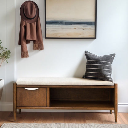 Accent Bench with Storage and Upholstered Cushion image 1