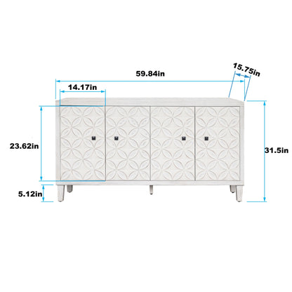 Accent Cabinet 4 Door Wooden Cabinet Sideboard Buffet Server Cabinet Storage Cabinet, for Living Room, Entryway, Hallway image 11
