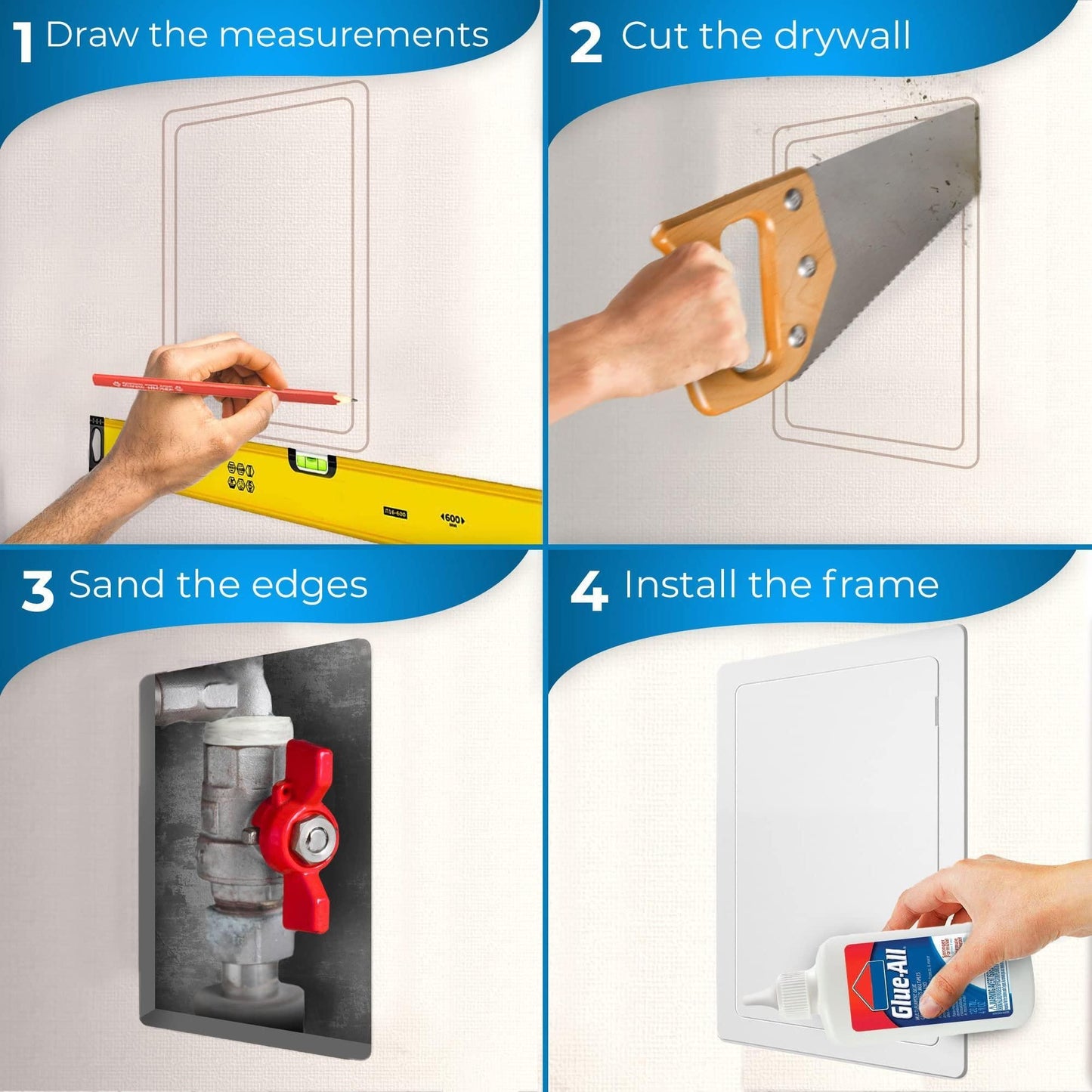 Access Panel for Drywall 6x9 inch Wall Hole Cover Access Door Heavy Durable Plastic White image 3