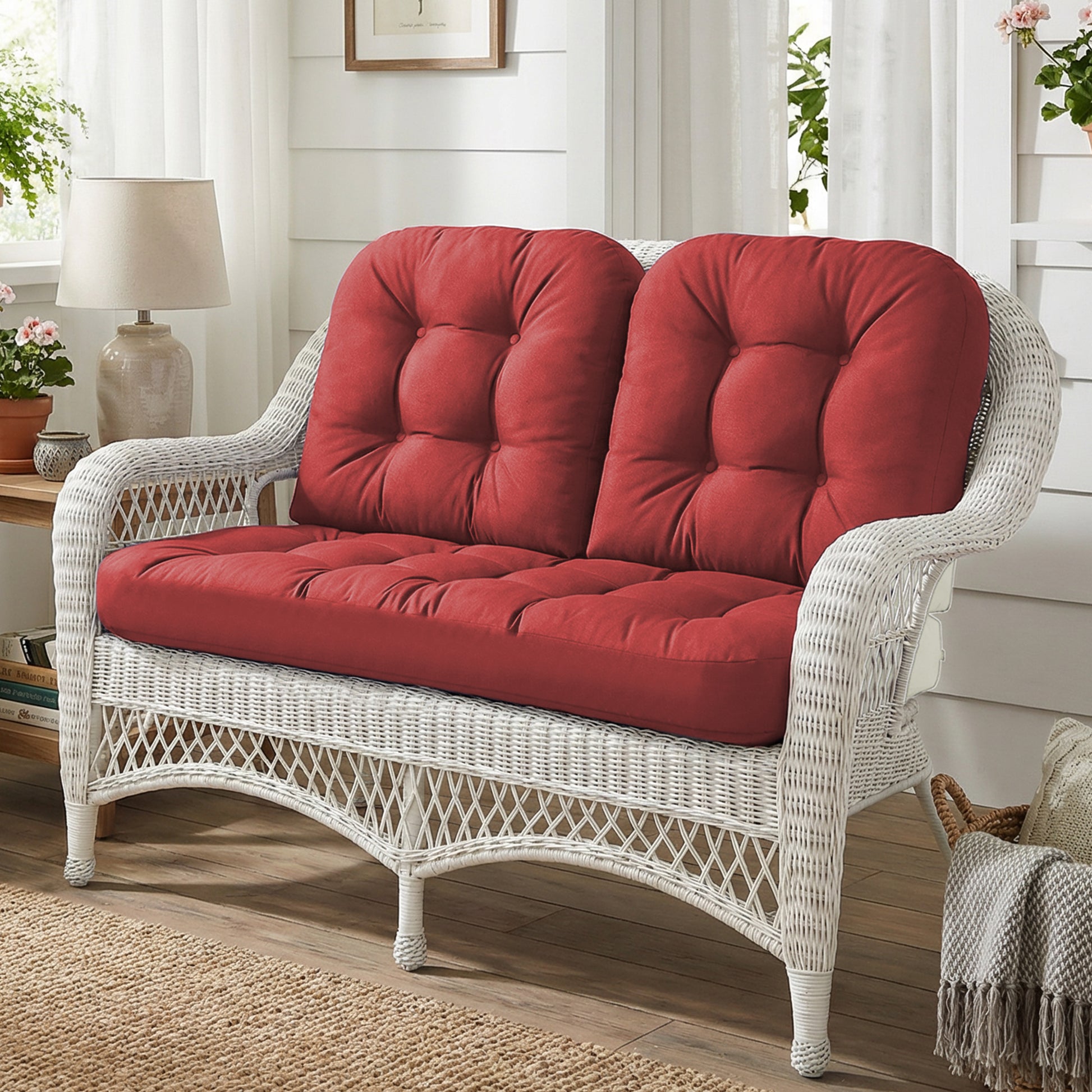 Wicker Chair Cushions Set of 3. Anti-Slip/Waterproof Patio Furniture Chair Cushions. Tufted Outdoor Furniture Cushions 4 Inch Extra Thick. image 6