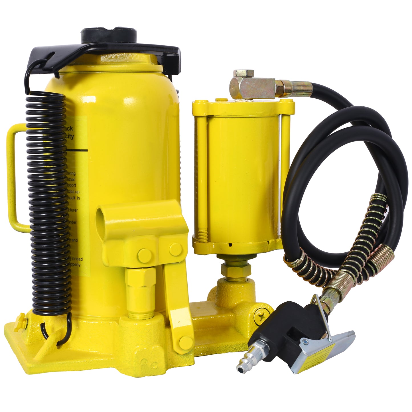 Air Hydraulic Bottle Jack, 20 Ton/44029 LBS All Welded Bottle Jack, 10.2-19.7 inch Lifting Range, Manual Handle and Air Pump, for Car, Pickup, Truck, RV, Auto Repair, Industrial Engineering,Yellow image 3