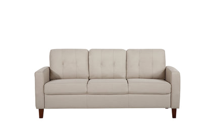 Piped Trim Square Arm Button Tufted Upholstered Accent Chair, Polyester Fabric Single Sofa Chair for Living Room image 5