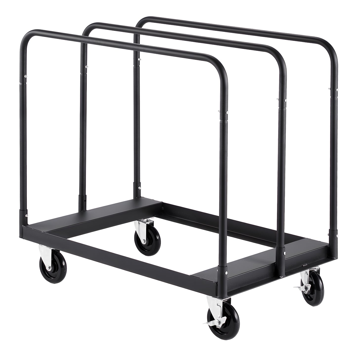 Drywall Cart Dolly, 1800 lbs Load Capacity, Steel Panel Truck Cart with 5 inch Swivel Casters, Lumber Drywall Dolly with with Tie-Down Strap & 3 Side Handrails for Factory, Warehouse, Garage, Black image 1