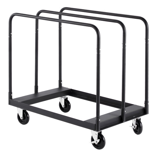 Drywall Cart Dolly, 1800 lbs Load Capacity, Steel Panel Truck Cart with 5 inch Swivel Casters, Lumber Drywall Dolly with with Tie-Down Strap & 3 Side Handrails for Factory, Warehouse, Garage, Black image 1