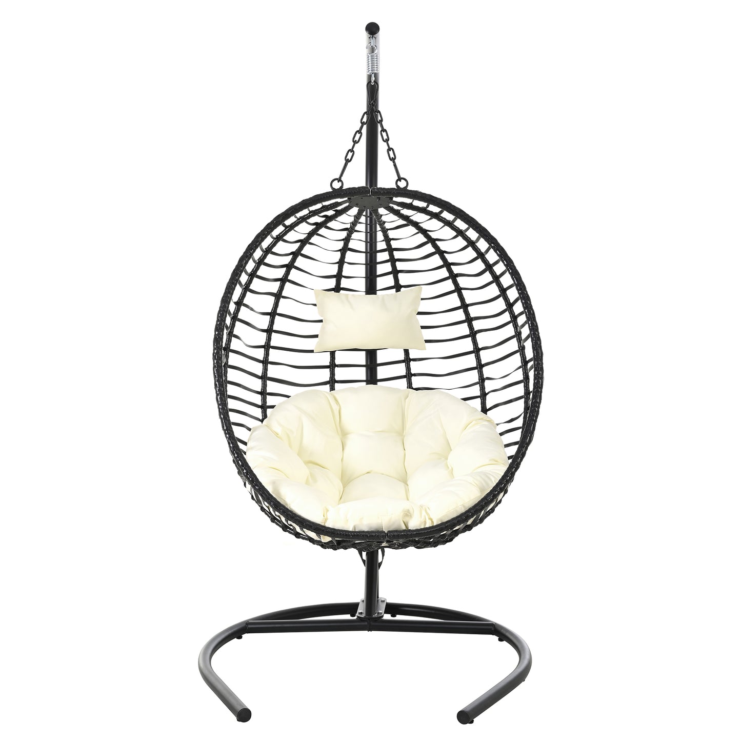 U_Style Single Person Folding Egg Chair with Stand, Hanging Egg Chair Indoor Outdoor, Wicker Hammock Swing Chair with Adjustable Anti-Slip Feet,Suitable for Balcony, Bedroom,Garden image 10