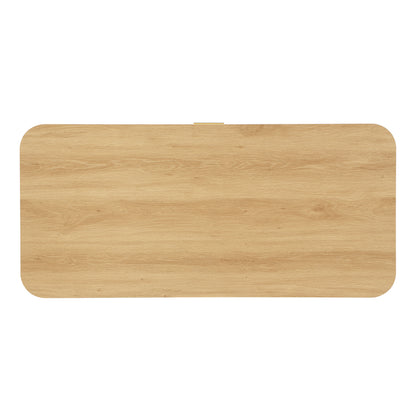 Mid-Century Modern Coffee Table with Storage: Natural Wood Finish, 2 Doors & 1 Drawer, For Living Room, Entertainment Center, Home Theater image 12