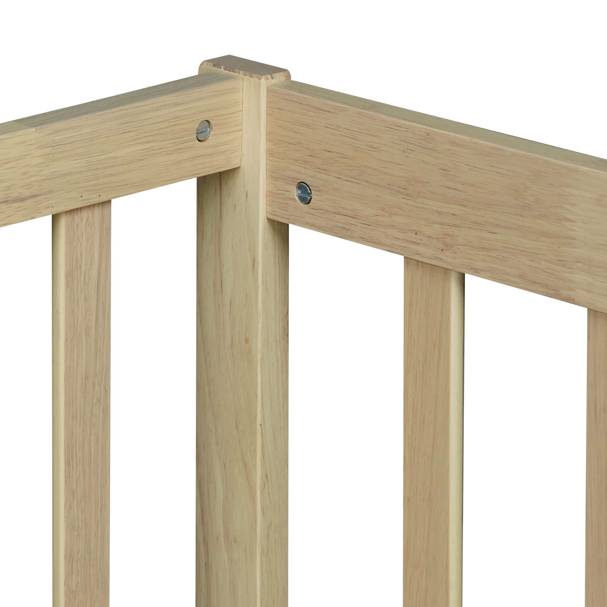 Full Size Floor Bed with Fence without Door,Rubber Wood Floor Bed with Safety Guardrails,Natural image 5