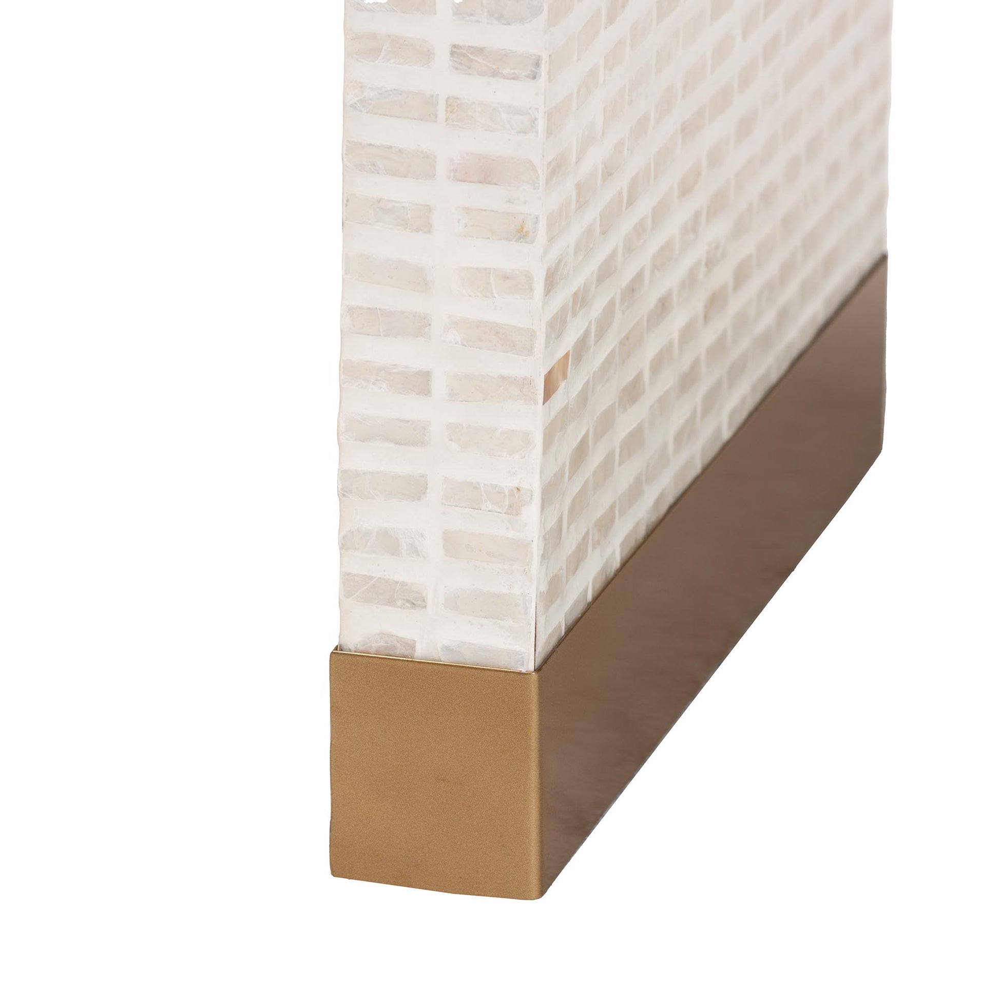 Coastal Beige and White Mother of Pearl Capiz Shell End Table image 4