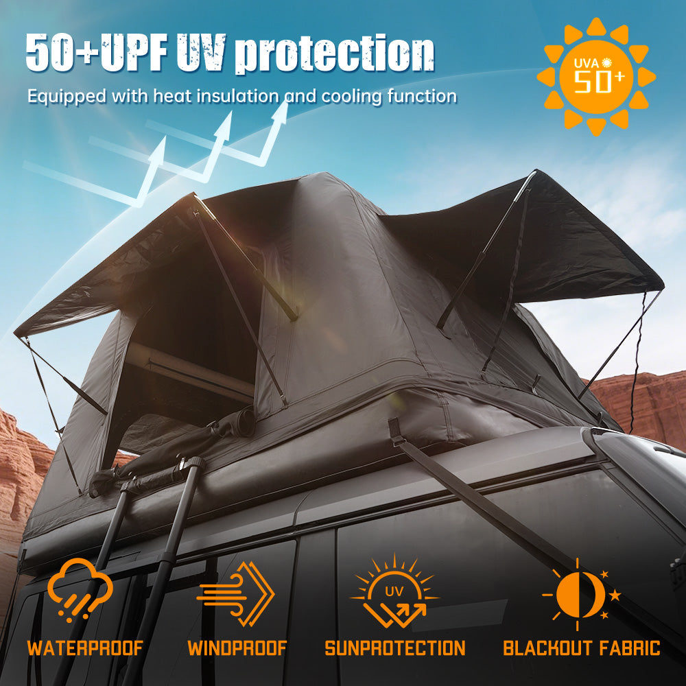 Foldable 2-3 People Amphibious Inflatable Car Roof Top Tent for camping Outdoor Glamping Camping Tent for SUV,Truck and Universal Auto Self-Driving Touring(Without Ladder, Black) image 2