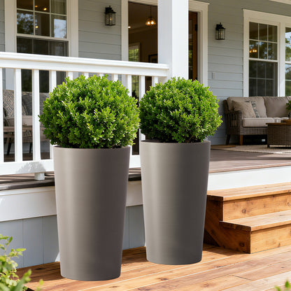 2 Pack Tall 21.7 in Planters for Outdoor Plants Modern Tall Square Planter Box Indoor Outdoor Porch Patio Flower Pot Modern Big Tapered Matte Tree Flower Pot for Garden, (Brown) image 1