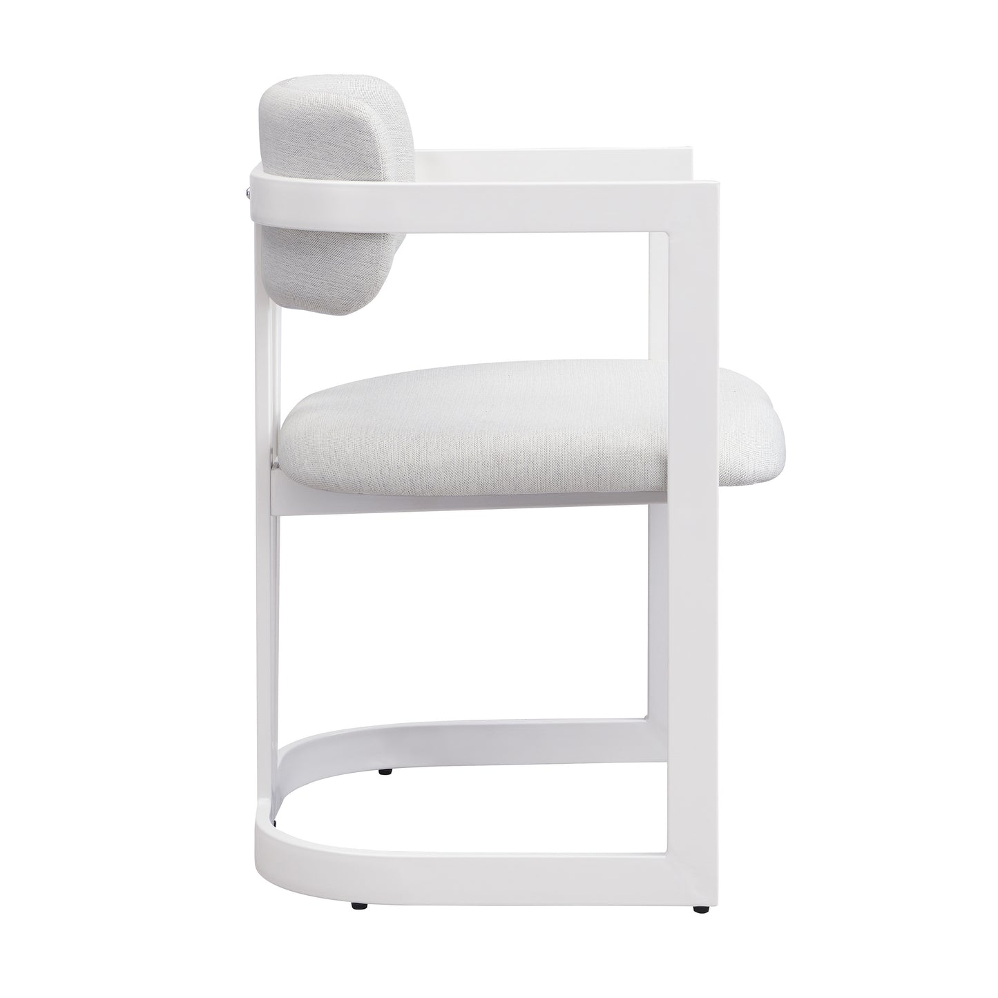 Upholstered Dining Chairs Set of 2, Fabric Armchairs with Beige Seating White Metal Frame, 265 LBS Weight Capacity image 9