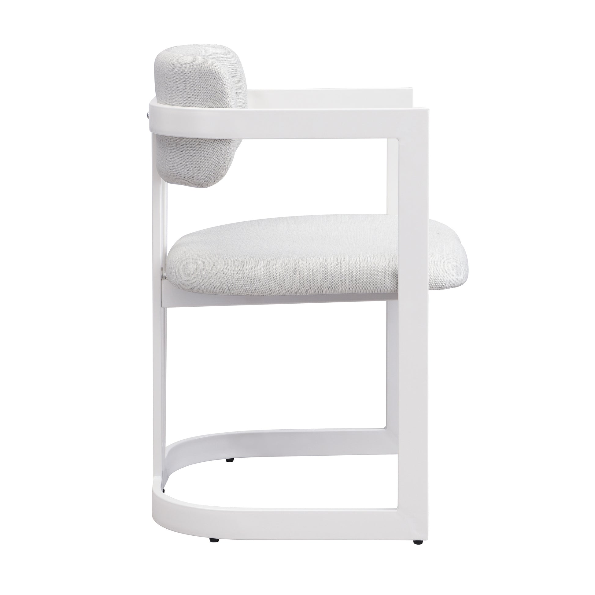 Upholstered Dining Chairs Set of 2, Fabric Armchairs with Beige Seating White Metal Frame, 265 LBS Weight Capacity image 9