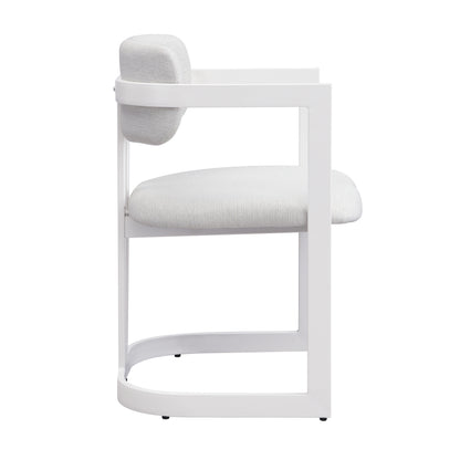 Upholstered Dining Chairs Set of 2, Fabric Armchairs with Beige Seating White Metal Frame, 265 LBS Weight Capacity image 9